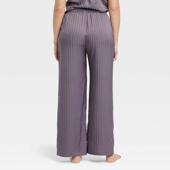 Women's Luxury Collection Shadow Striped Satin Pajama Pants-Auden Deep Purple XS - Picture 3 of 7